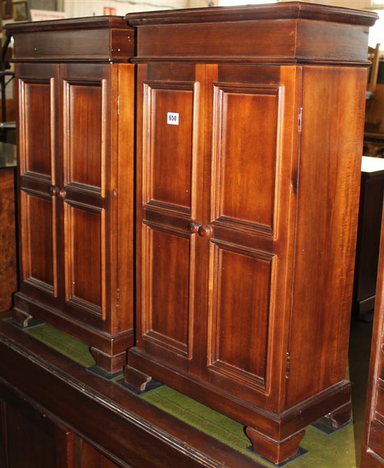 Pair mahogany 2 door collectors cupboards